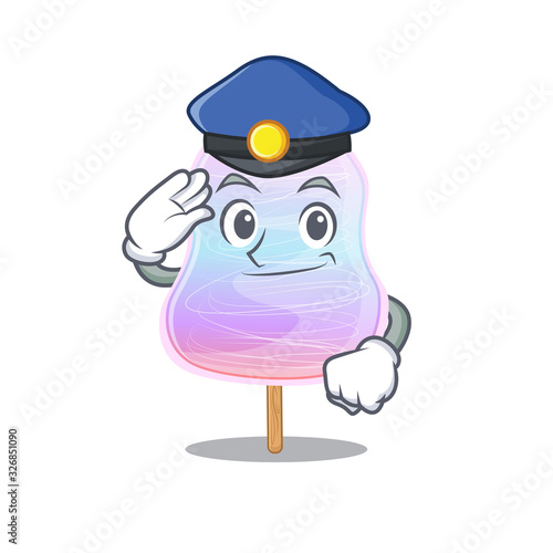A manly rainbow cotton candy Cartoon concept working as a Police officer