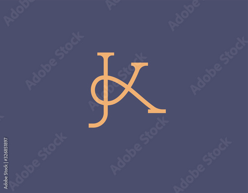 Linear logo letter K on a feulette background for your company typography