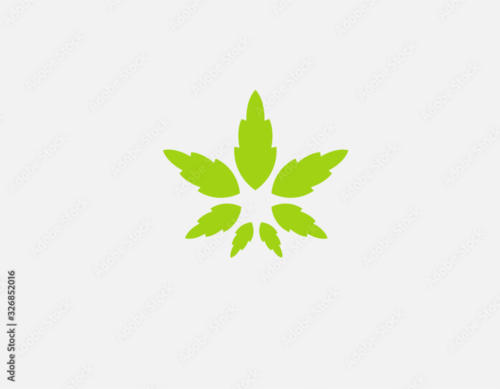 Green abstract canabis leaf logo for your company