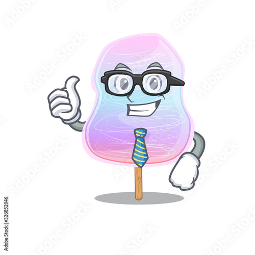 cool and smart Businessman rainbow cotton candy wearing glasses