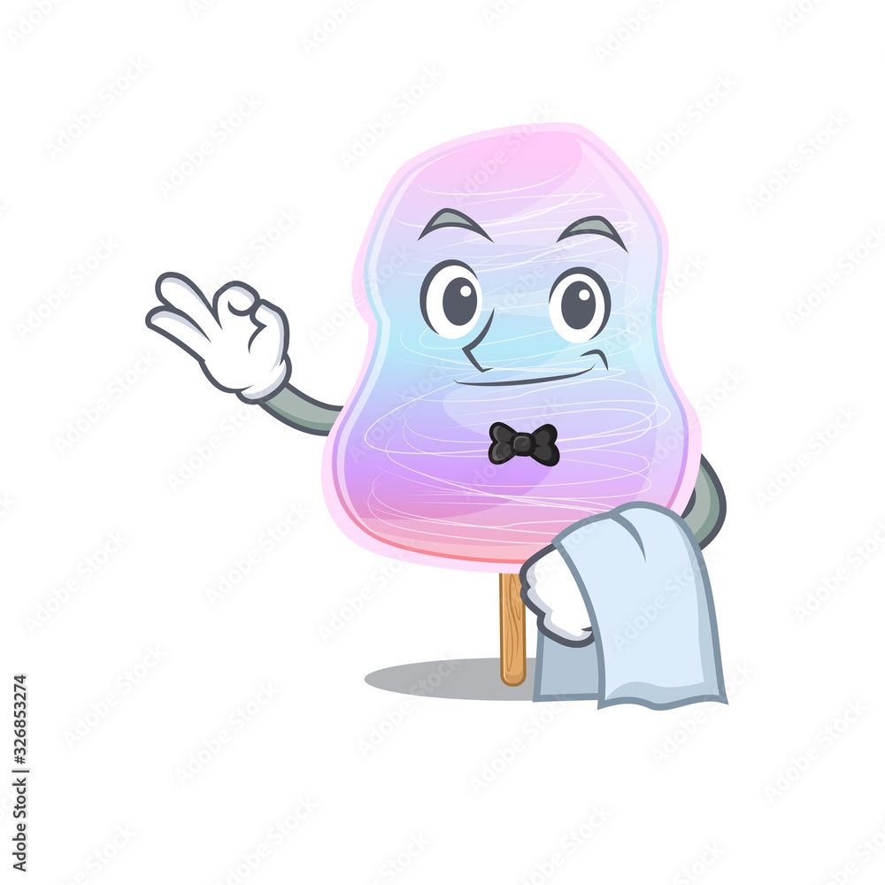 Sweet rainbow cotton candy Character working as a Waiter Sweet rainbow cotton candy Character working as a Waiter
