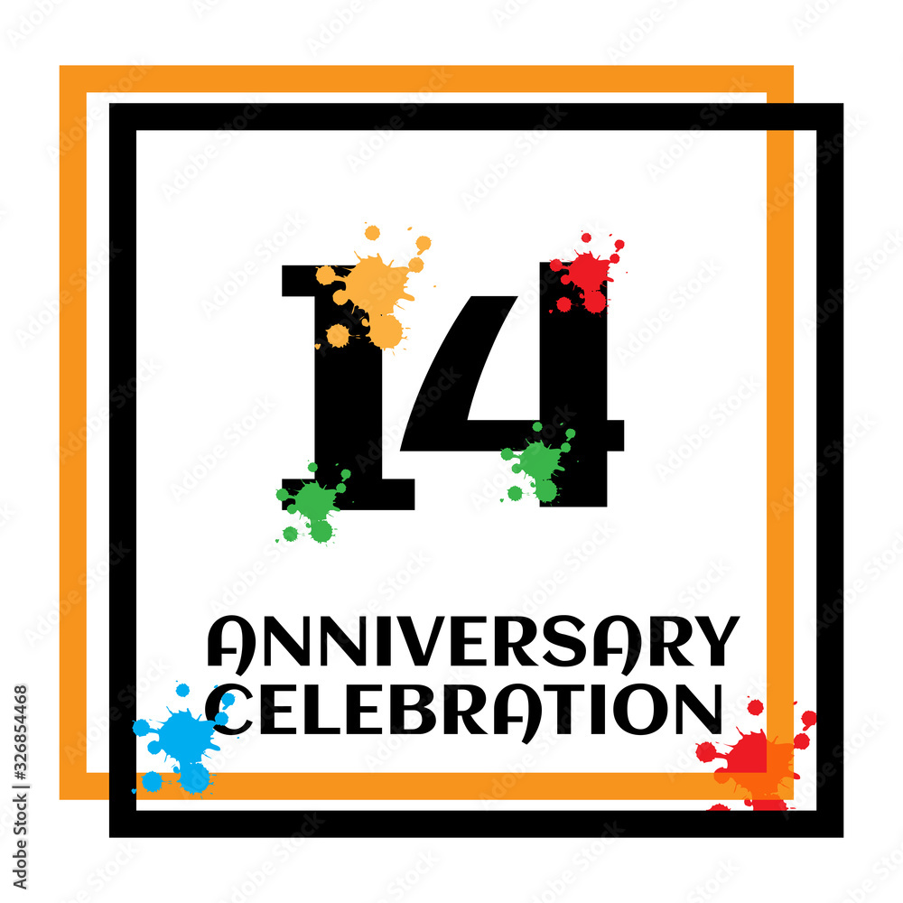 Obraz premium 14 anniversary logo vector template. Design for banner, greeting cards or print
