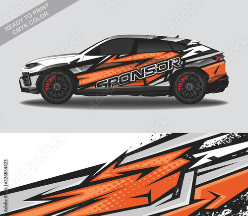 Car wrap decal design vector, custom livery race rally car vehicle sticker and tinting.