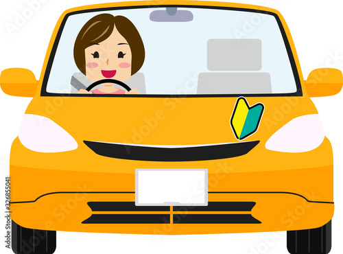 車を運転する女性（初心者）