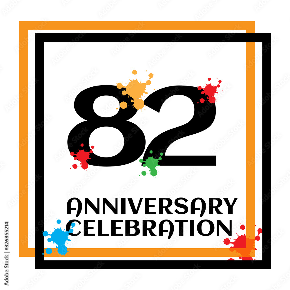 Obraz premium 82 anniversary logo vector template. Design for banner, greeting cards or print