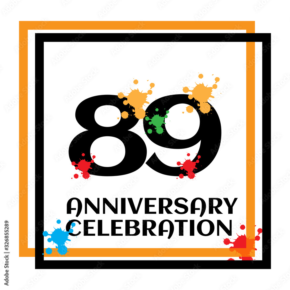 89 anniversary logo vector template. Design for banner, greeting cards or print 89 anniversary logo vector template. Design for banner, greeting cards or print