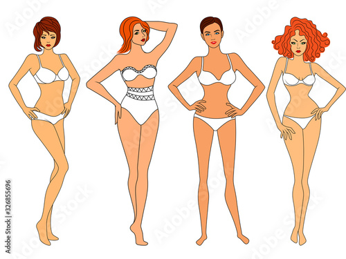 Four adorable slim women