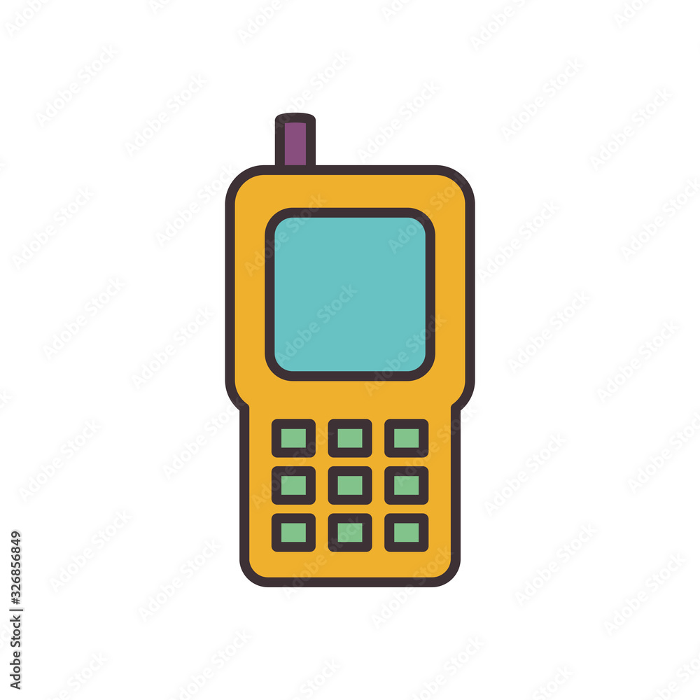 Isolated digital cellphone line fill style icon vector design Isolated digital cellphone line fill style icon vector design