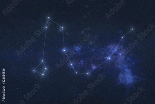 Draco Constellation night stars in outer space. Dragon constellation lines. Elements of this image were furnished by NASA 