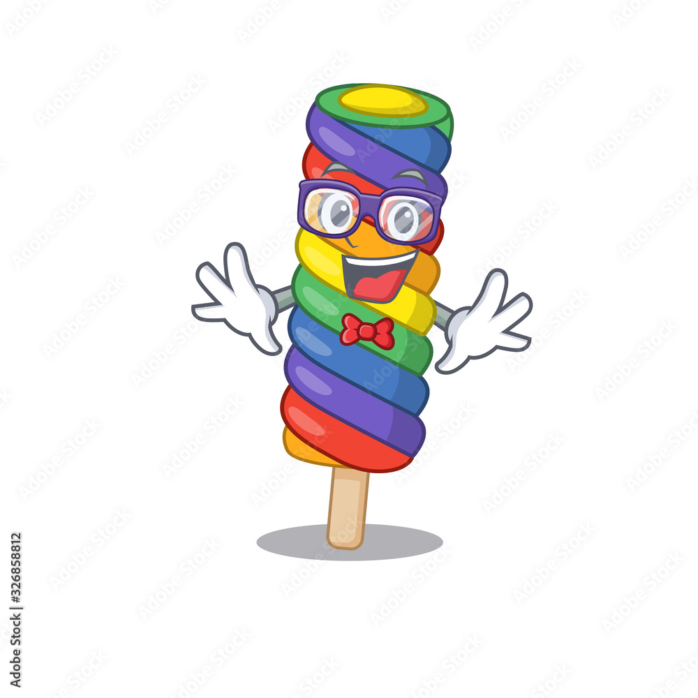A cartoon concept of Geek rainbow ice cream design A cartoon concept of Geek rainbow ice cream design