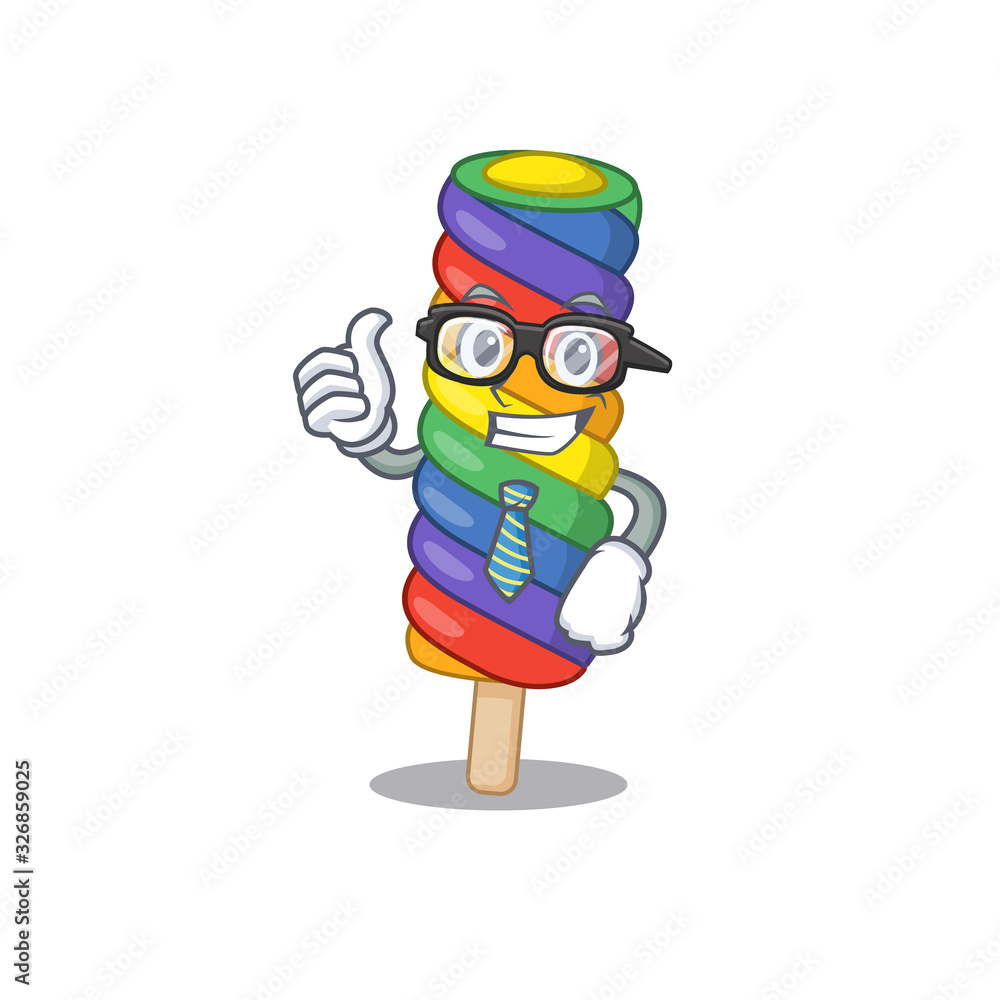 cool and smart Businessman rainbow ice cream wearing glasses