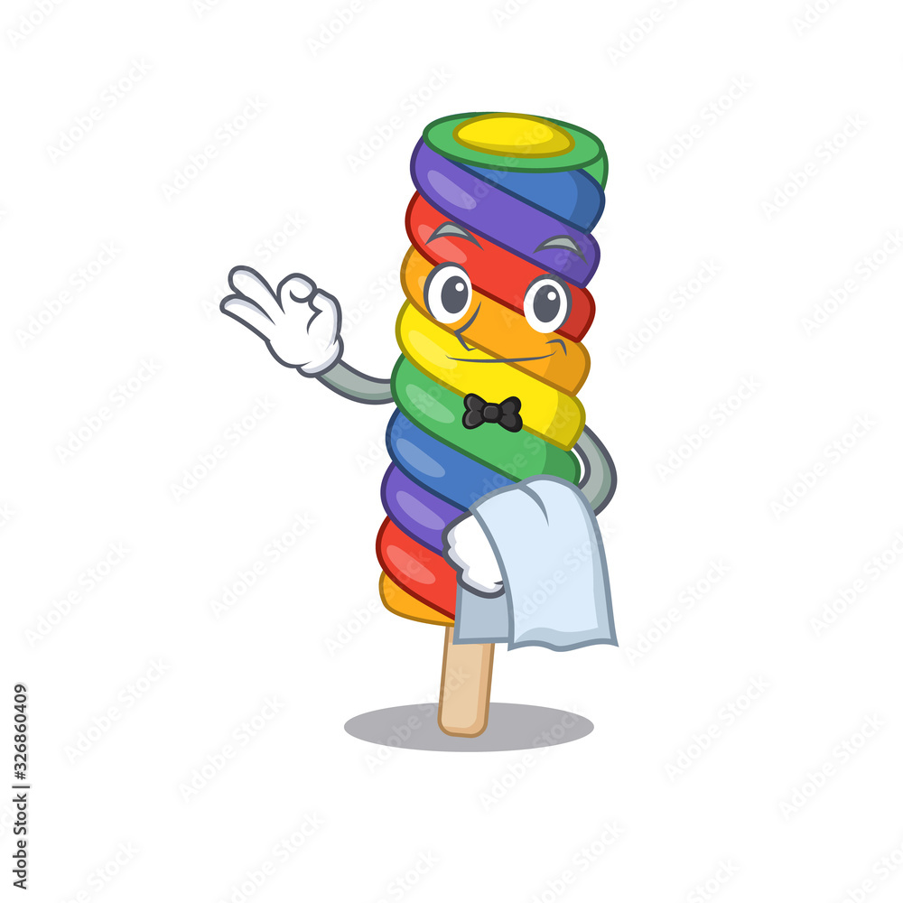 Sweet rainbow ice cream Character working as a Waiter Sweet rainbow ice cream Character working as a Waiter
