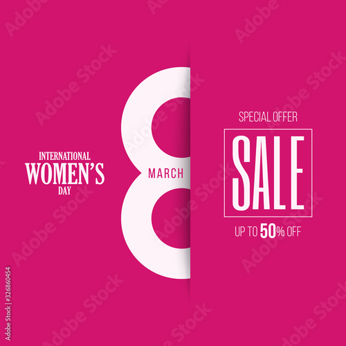 International Womens Day sale discount paper cut poster design