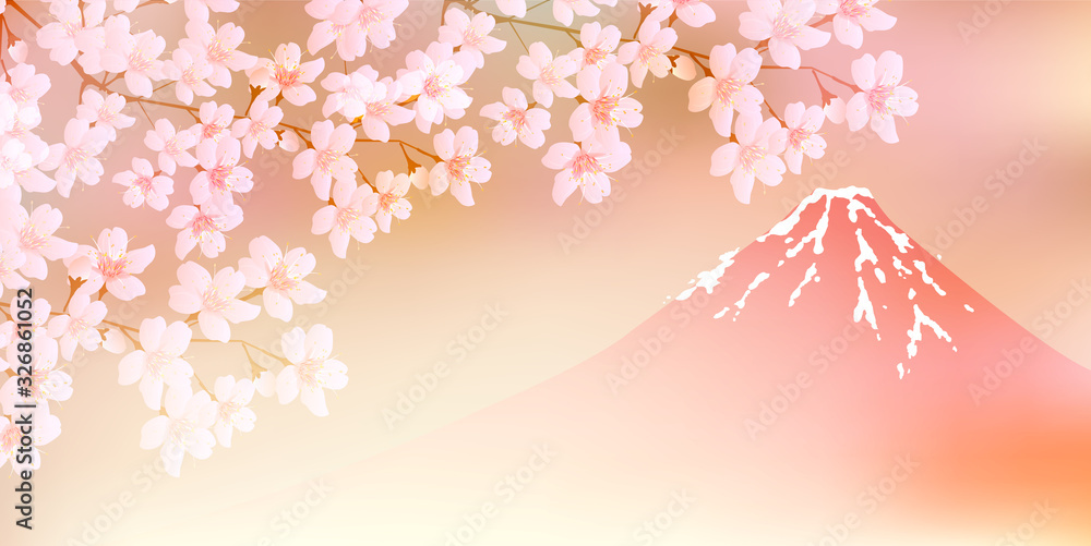 桜 富士山 春 背景 桜 富士山 春 背景