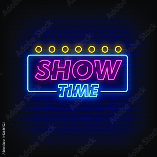 Show Time Neon Signs Style Text Vector