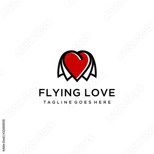 symbol hearts shape with wings .Valentine hearth design illustrator element 