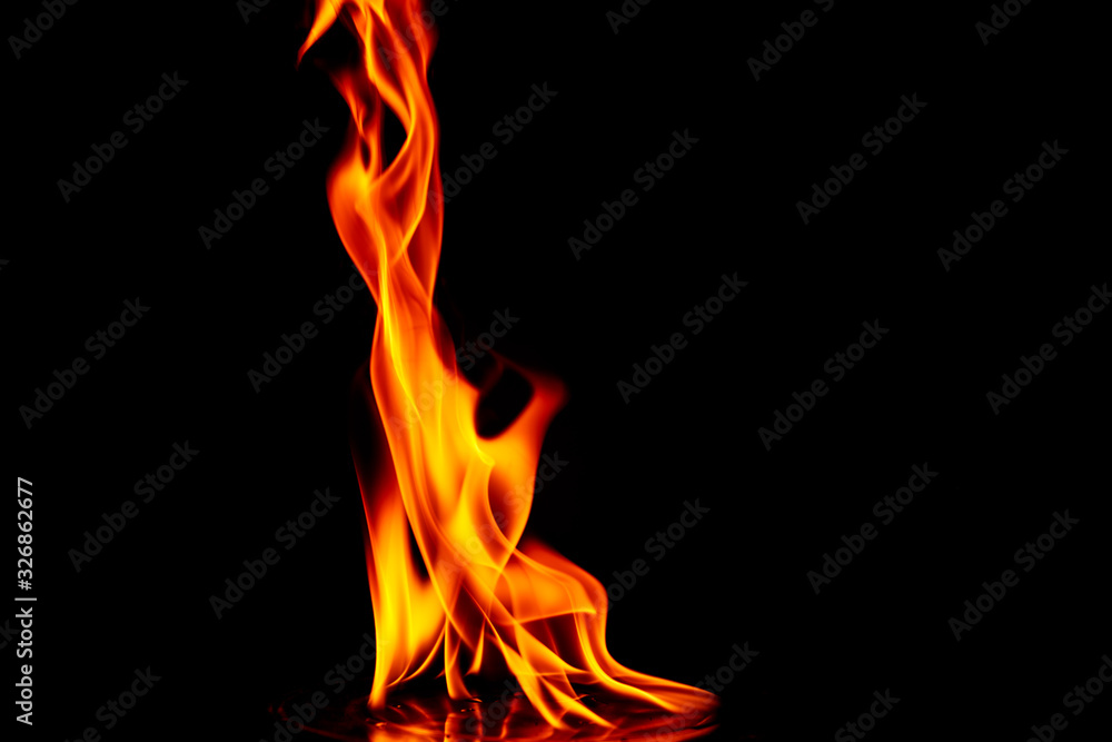 Fire flames on black background Fire flames on black background