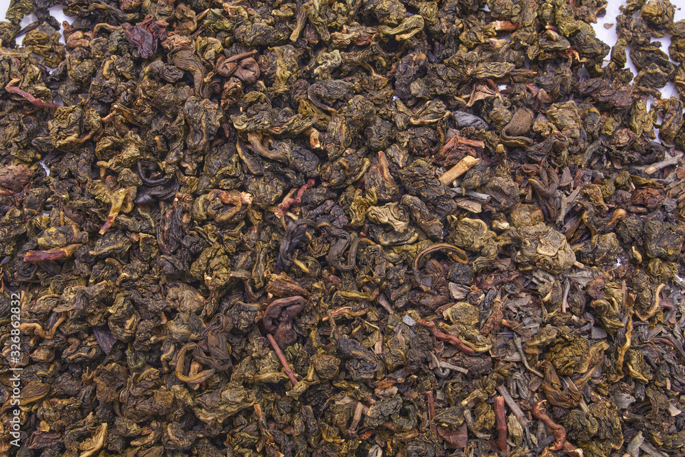Milk oolong tea on a white background and close-up