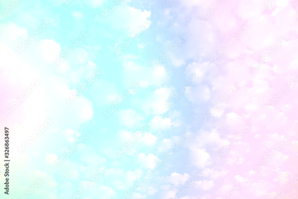 Pastel shade of smooth white clouds and blue sky for background.
