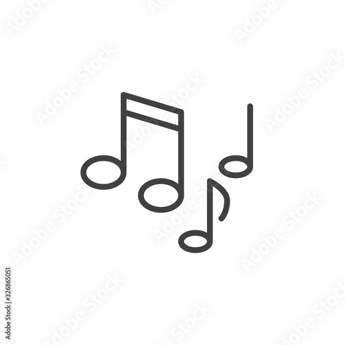 Musical notes line icon. Melody song linear style sign for mobile concept and web design. Music notes outline vector icon. Symbol, logo illustration. Vector graphics