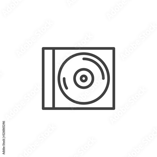 Cd Case line icon. Disc linear style sign for mobile concept and web design. Compact disk box outline vector icon. Music, sound symbol, logo illustration. Vector graphics