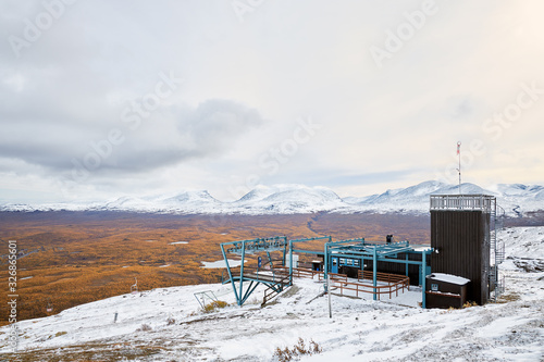 Aurora Sky Station on top of Nuolja mountain with view over Abisko national park. photo