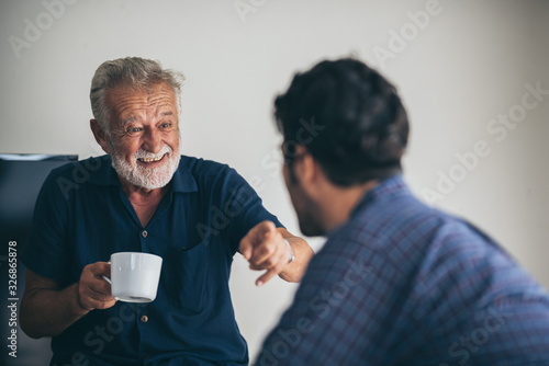 Father-son bonding. Cheerfu...