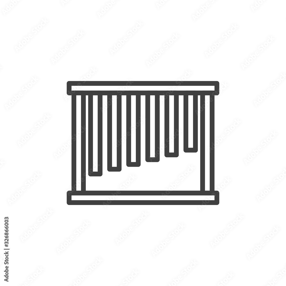 Musical chimes line icon. linear style sign for mobile concept and web design. Percussion Xylophone outline vector icon. Symbol, logo illustration. Vector graphics