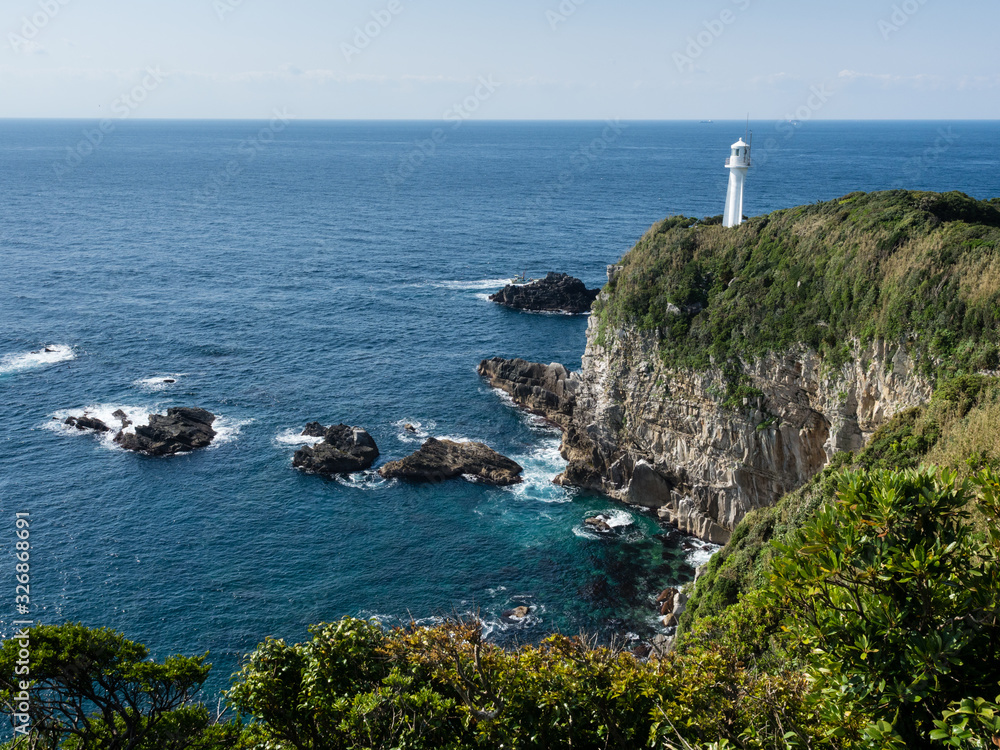View of Cape Ashizuri Lighthouse in the morning - Ashizurimisaki, Japan
