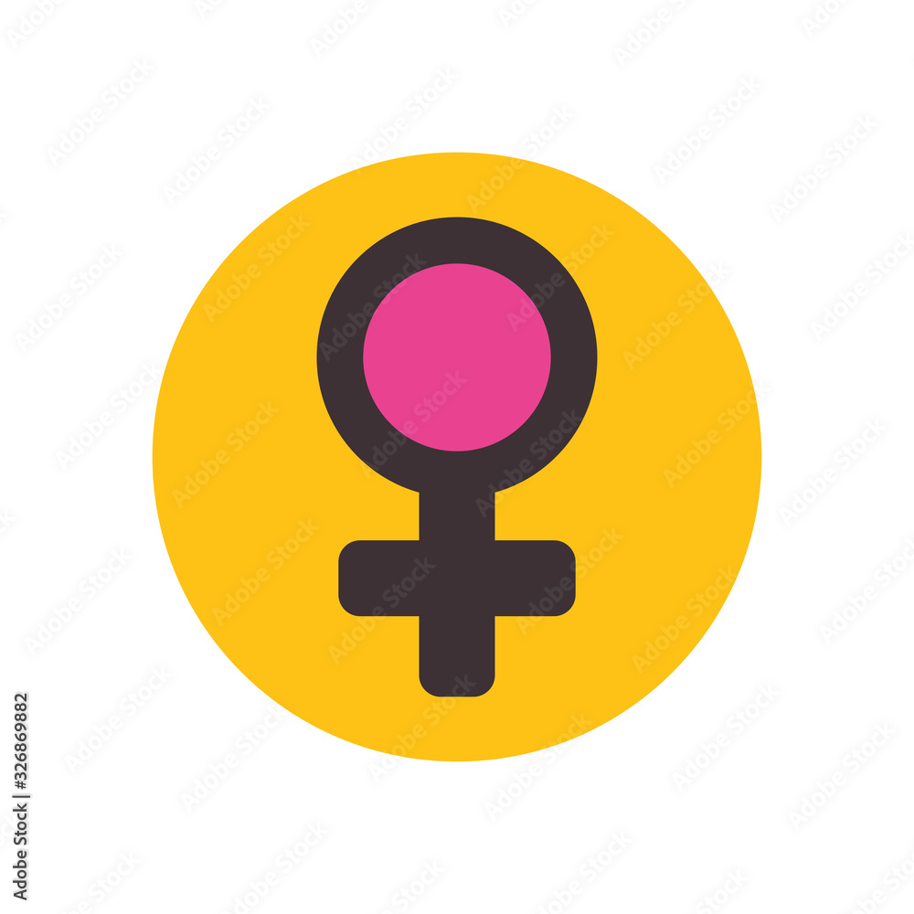 Isolated female gender flat block style icon vector design Isolated female gender flat block style icon vector design