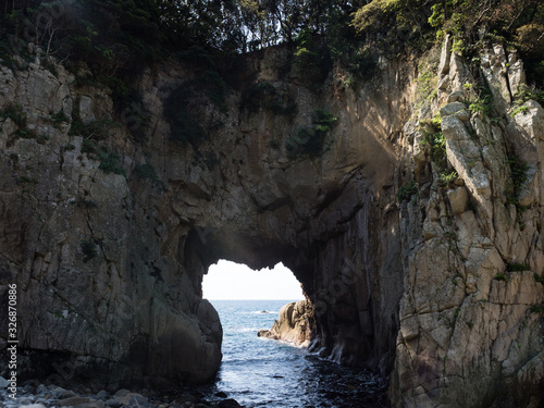 Hakusan Domon natural arch on cape Ashizuri - Kochi prefecture, Japan photo