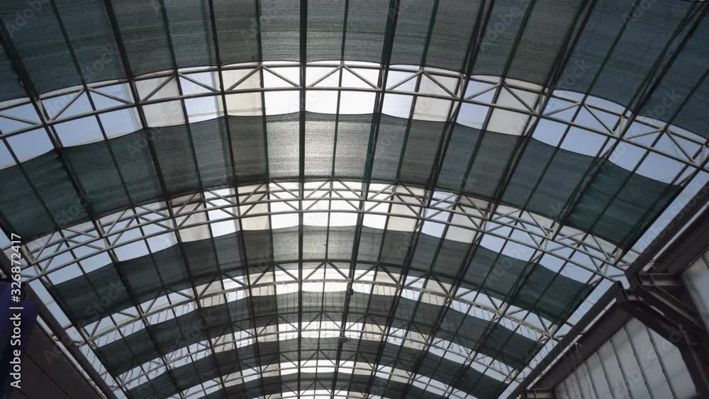 Metal modern roof construction for energy saving in the airport Metal modern roof construction for energy saving in the airport