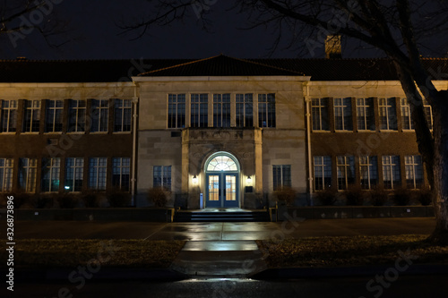 Brown v. Board of Education National Historic Site facade night view