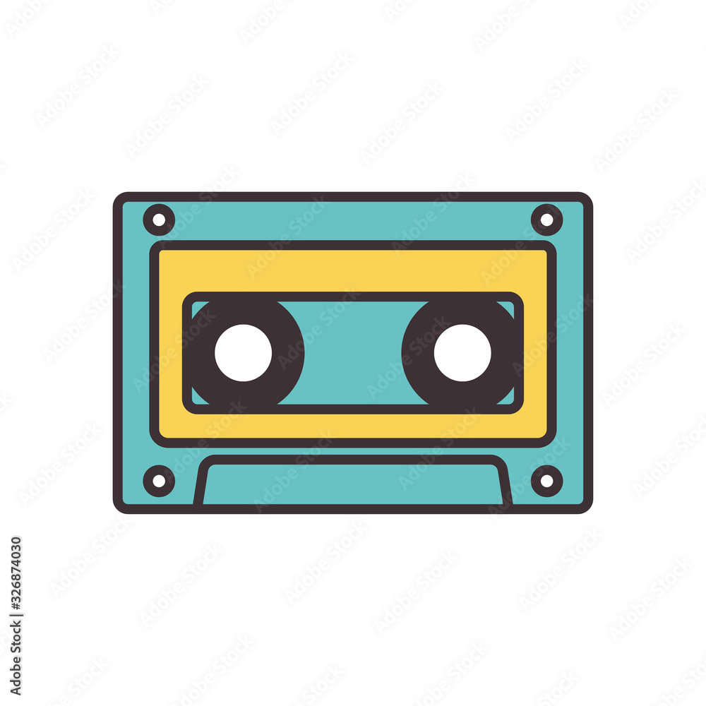 Isolated retro music cassette line fill style icon vector design Isolated retro music cassette line fill style icon vector design