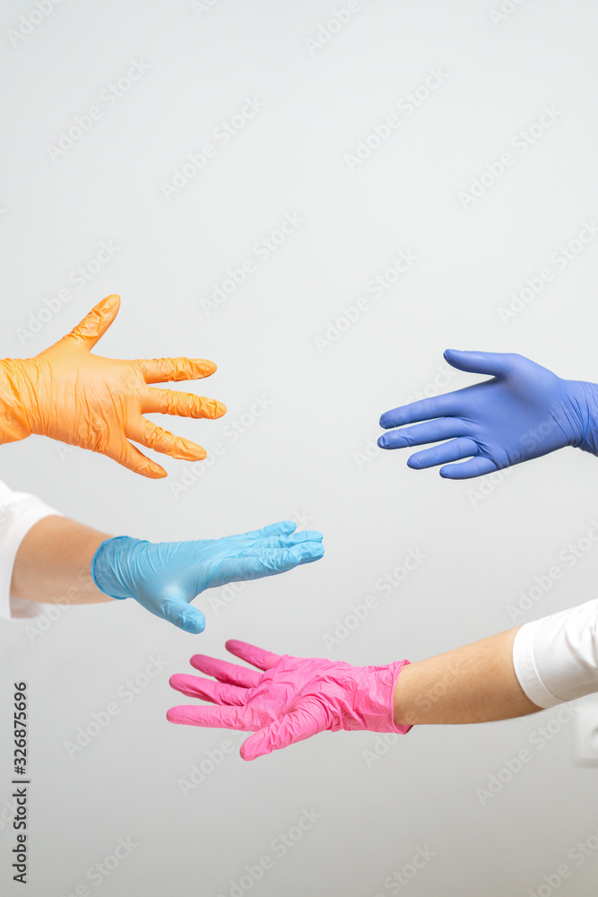 female hands in medical gloves