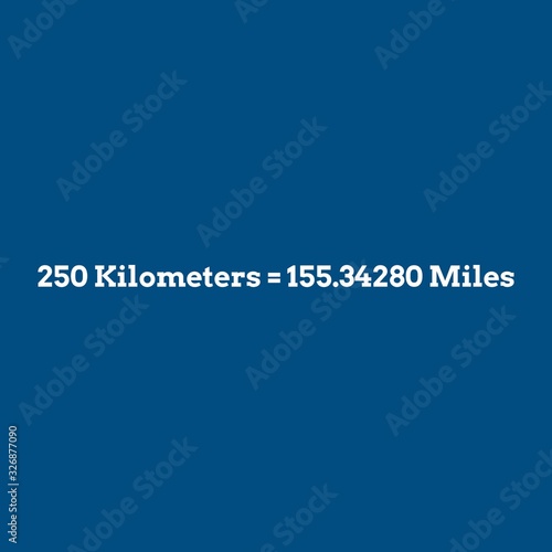 250 km to miles conversion. Vector illustration