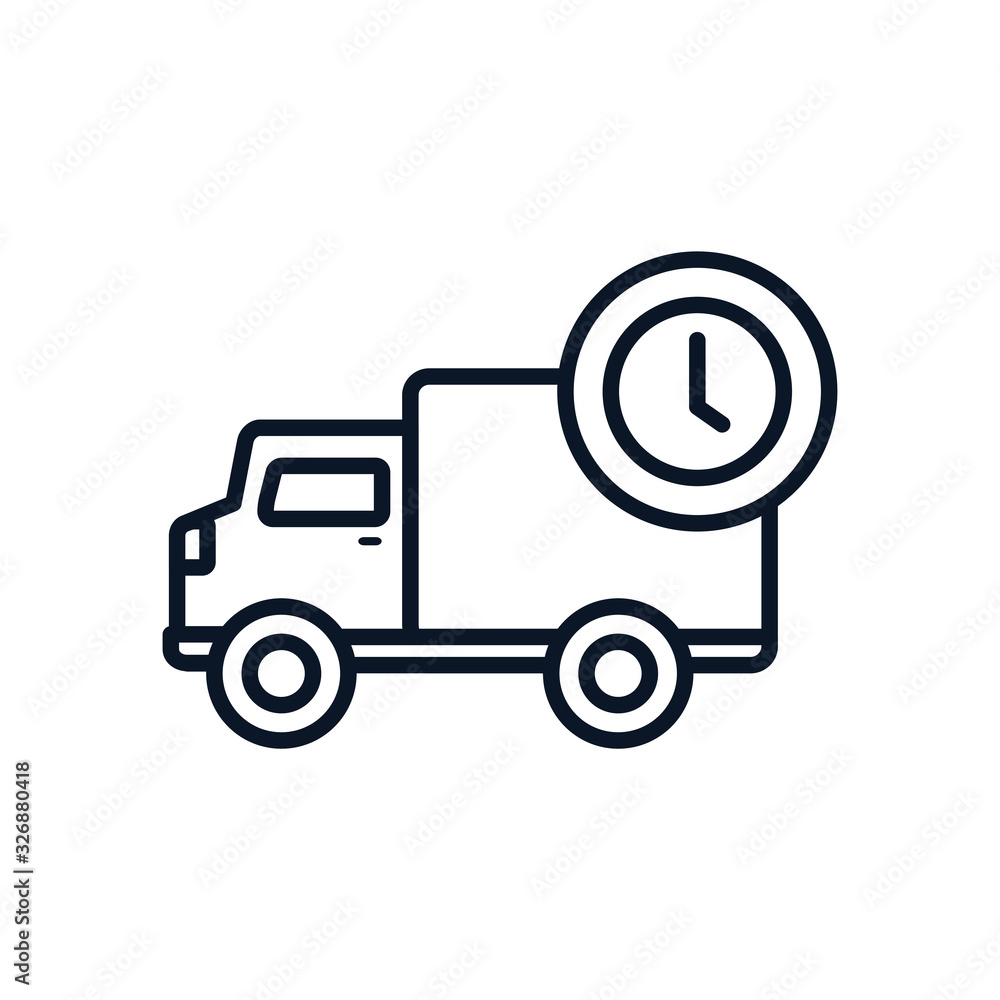 Isolated delivery truck and clock line style icon vector design Isolated delivery truck and clock line style icon vector design