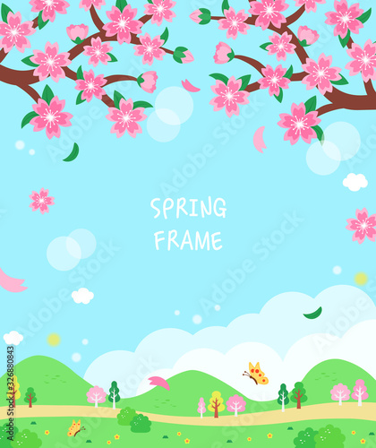 Frame on the theme of warm spring flowers