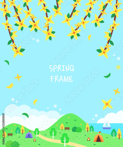 Frame on the theme of warm spring flowers