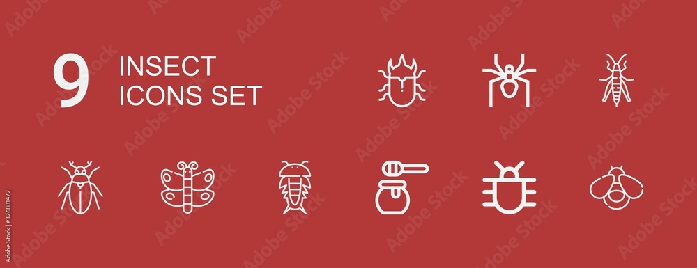 Editable 9 insect icons for web and mobile Editable 9 insect icons for web and mobile