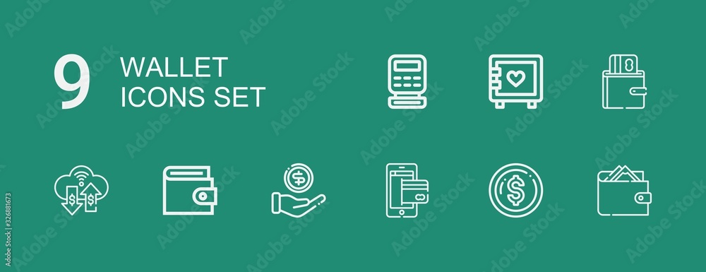 Editable 9 wallet icons for web and mobile Editable 9 wallet icons for web and mobile