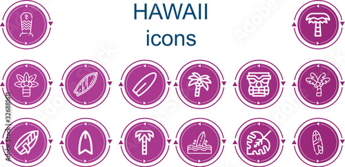 Editable 14 hawaii icons for web and mobile