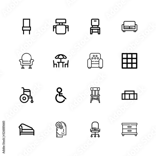 Editable 16 armchair icons for web and mobile