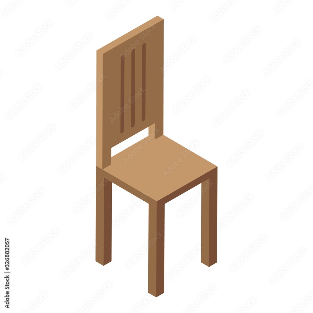 Wood chair icon. Isometric of wood chair vector icon for web design isolated on white background Wood chair icon. Isometric of wood chair vector icon for web design isolated on white background