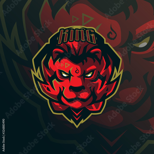 lion mascot logo design vector with modern illustration concept style for badge, emblem and tshirt printing. lion head illustration.