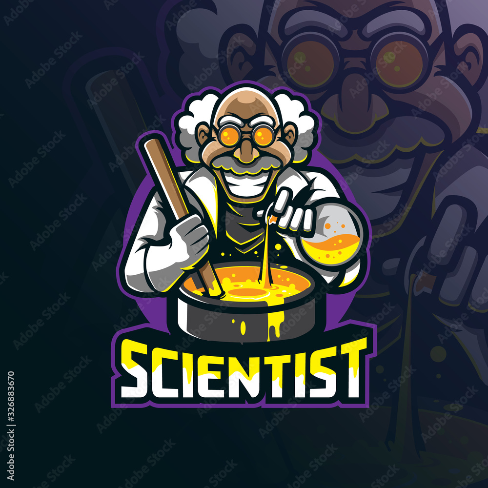 scientist mascot logo design vector with modern illustration concept style for badge, emblem and tshirt printing.