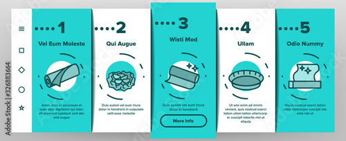 Foil List For Cooking Onboarding Icons Set Vector. Aluminium Foil Container And Plate, Scroll And Strip, Steel Material Illustrations