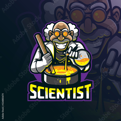 scientist mascot logo design vector with modern illustration concept style for badge, emblem and tshirt printing.