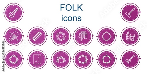 Editable 14 folk icons for web and mobile
