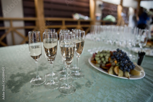 glasses of champagne on a buffet table